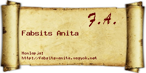 Fabsits Anita névjegykártya